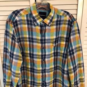 Tommy bahama men’s long sleeve plaid shirt